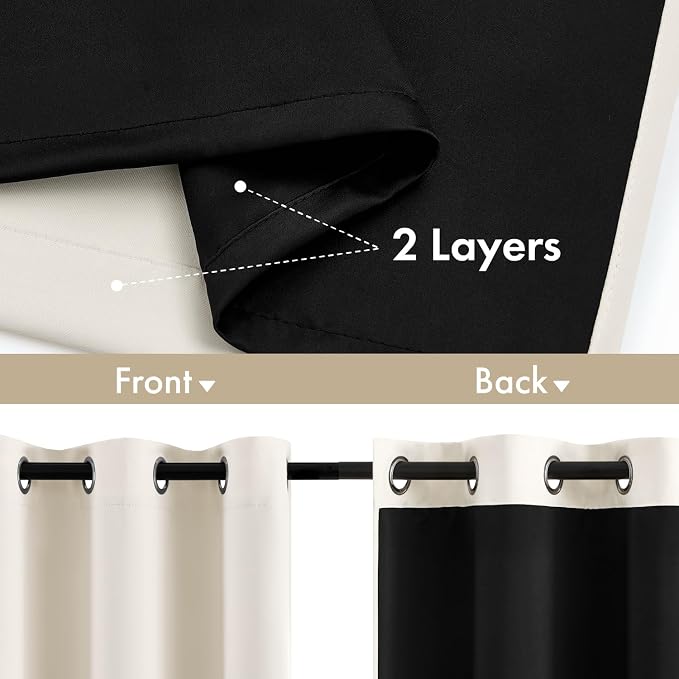 MIULEE Cream 100% Blackout Curtains - Image 3