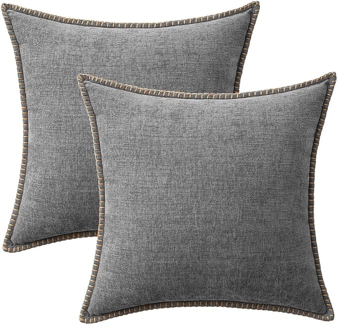MIULEE Decorative Couch Throw Pillow Covers 16x16 Inch Dark Gray 2 Pack | - Image 6