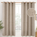 YoungsTex Oatmeal Linen Semi Sheer Curtains 63 lnch Length, Tan Drapes | by YoungsTex