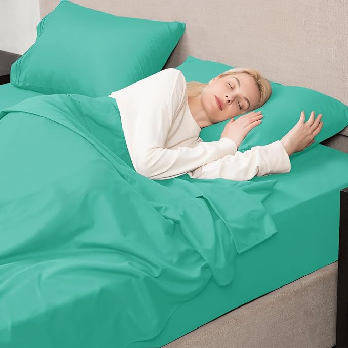 Mejoroom Full Size Sheet Set - Extra Soft Luxury Brushed Microfiber - 1800 Bedding Sheets with 16 Inch Deep Pocket - Breathable, Wrinkle, Fade & Stain Resistant - 4 Piece (Full, Mint)