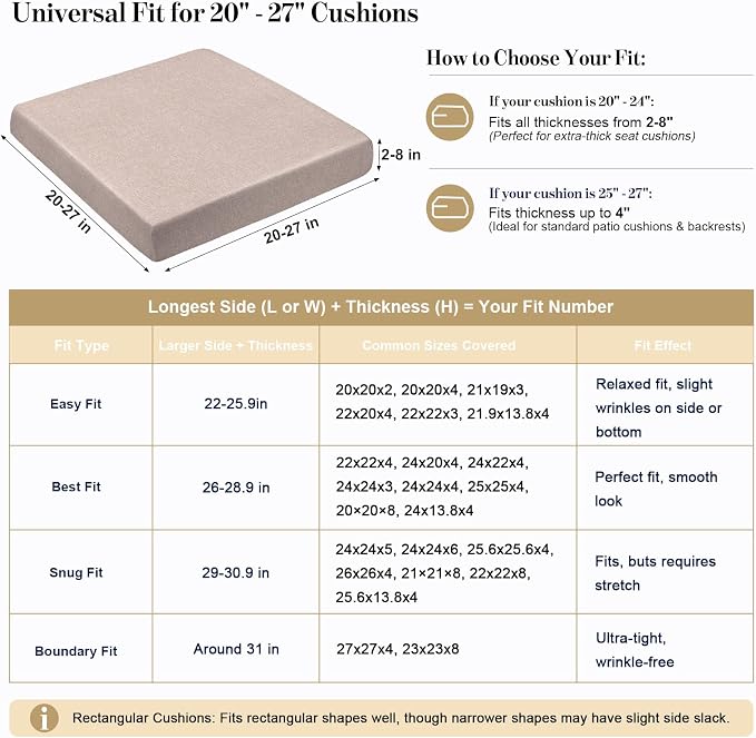 4Pcs Patio Cushion Covers Stretch Outdoor Furniture Protector Slipcovers | - Image 3