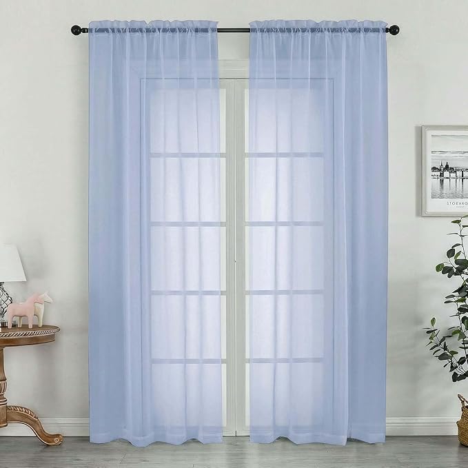 Sheer Curtains 78 Inches Long 2 Panels Set by OWENIE