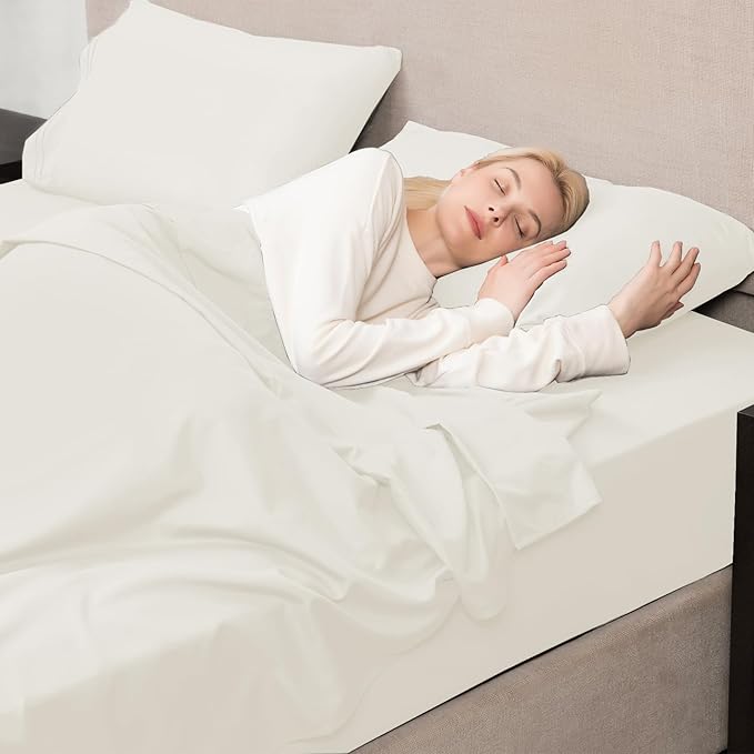 Mejoroom Twin XL Sheet Set - Hotel Luxury Microfiber Sheet & Pillowcase Sets Fits College Dorm Room Mattress - Soft, Breathable, Wrinkle & Fade Resistant - 3 Piece (Ivory)