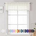 14 Inch Ivory Sheer Curtains Valance 2 Pieces, Cafe Kitchen Curtain by Lecloud