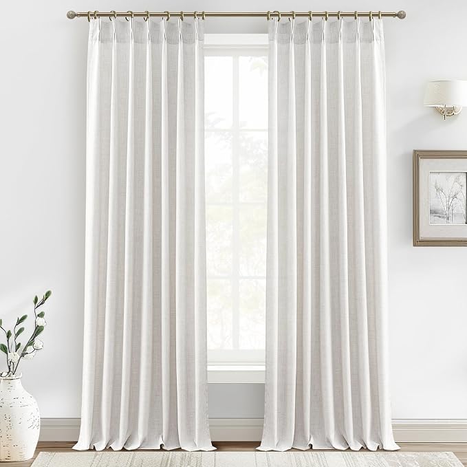 PleatedDrapes Extra Long 120 Inch Curtains, Thick Linen Lush Decor Sheer by PleatedDrapes