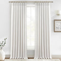 Linen Sheer Curtains 108 Inches Long 2 Panels, Natural Beige White Floor to by PleatedDrapes