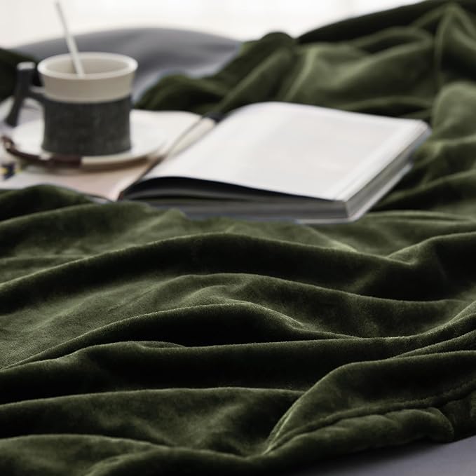 Bedsure GentleSoft Fleece Throw Blanket Olive Green - Image 4