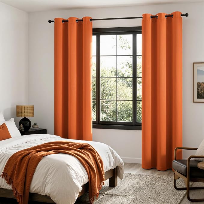 MIULEE Fall Orange 100% Blackout Curtains - Image 6