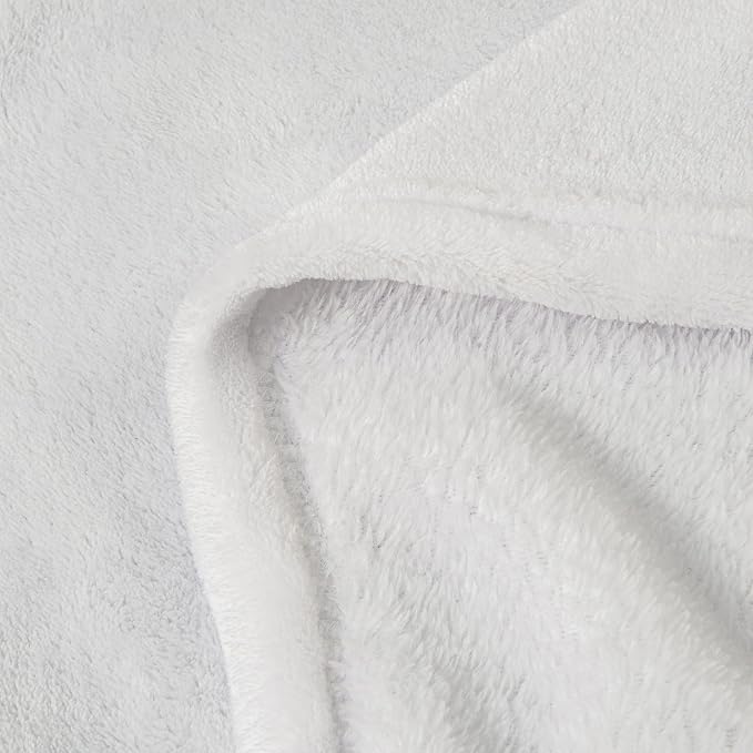 BEDELITE Fleece Blanket Soft Plush Queen Size Bed Blanket White 90"x90" | Ultra - Image 5