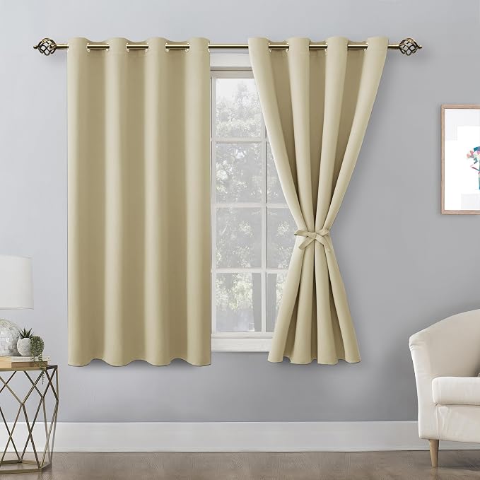 Blackout Curtains for Bedroom, Light Beige, 52 x 54 Inch, 2 Panels | Thermal - Image 9
