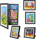 Kids Artwork Frames Changeable - Front Opening Holds 150, Children Art Projects, 10x12.5 Picture Frame for Display, With Storage (Black)