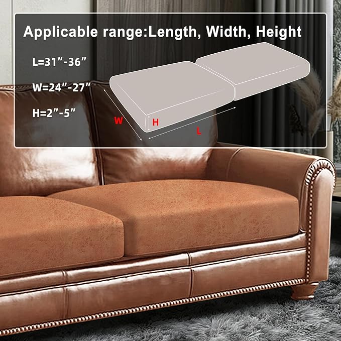 ANARACHON Leather Look Couch Cushion Covers Sofa Seat Slipcovers Sets Couches - Image 3