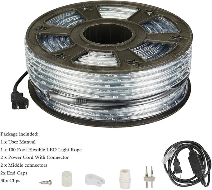 Green LED Rope Lights, 1080 LEDs Waterproof Rope Lights, 110V Cuttable Connectable Rope Lights Waterproof Decorative Lighting for Indoor/Outdoor, Patio, Halloween and Christmas Decorations
