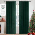 MIULEE Christmas Hunter Green Back Tab Blackout Curtains 52"x90" 2 Panels | Rod by MIULEE