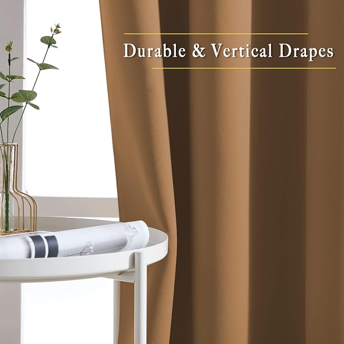 NICETOWN Gold Brown Curtains for Living Room, Grommet 50% Blackout Thermal - Image 5