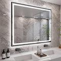 Bathroom Mirror Frame, 48x40 Inch Black Framed Gradient Front and Backlit LED Bathroom Mirror, 3 Colors Dimmable CRI>90, IP54 Enhanced Anti-Fog Wall Mounted LED Mirror