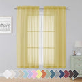Simplebrand Yellow Sheer Curtains 63 Inch Length 2 Panels, Rod Pocket Solid by Simplebrand