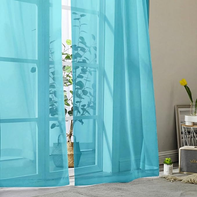 Sheer Curtains 63 Inch Length 2 Panels Set - Image 8