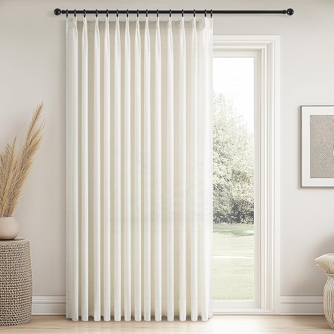 Topfinel 105 Inch Curtains 1 Panels Set, Two Packs Pinch Pleat Back Tab Linen by Topfinel