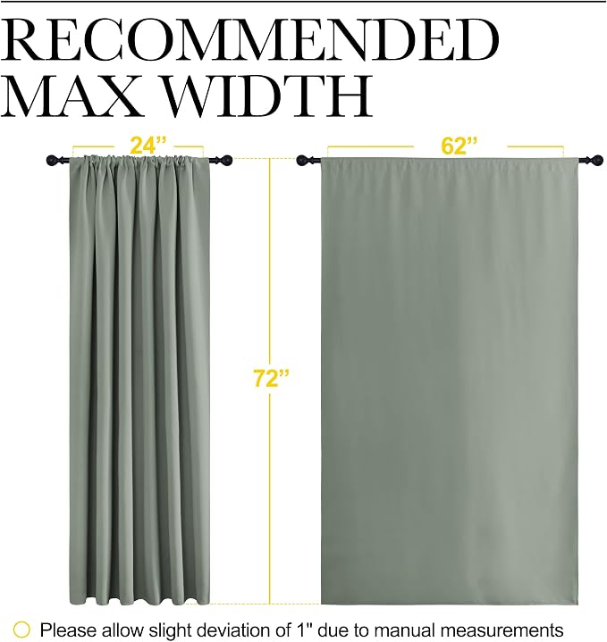 NICETOWN 2 Panels Blackout Curtains, Rod Pocket Window Curtains Room Darkning - Image 3