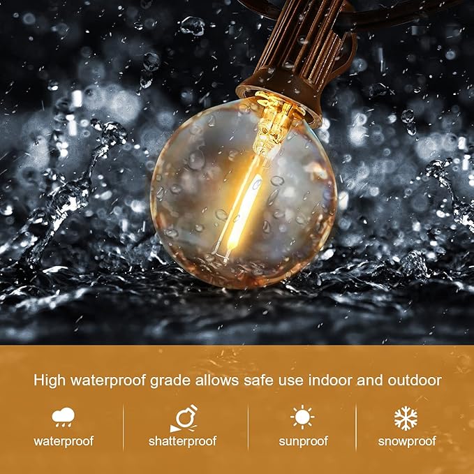 HISTAR Led String Lights Outdoor 30ft Patio Lights Waterproof with 27 G40 Shatterproof Bulbs, Connectable Globe String Lights for Outside, Backyard Balcony Bistro Party Cafe Lights