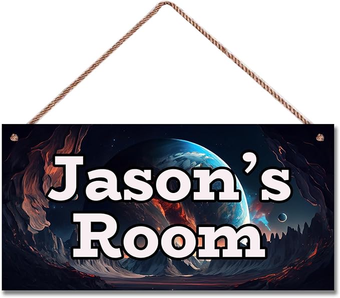 Personalized Sign Universe Sign Outer Space theme Art Décor For Kids Room Custom Name Door Wall Art Decor For Little Man Cave, Star Floral Nursery Art Girls Room Boys Bedroom