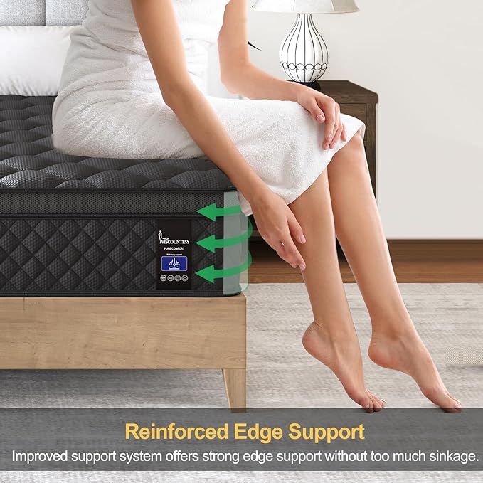 Full Mattress, 12 Inch Mattresses Hybrid Euro Top Mattress Medium Firm for Back & Lumbar Support, 100 Night Trial, Individual Pocket Spring Bed for Motion Isolation & Pressure Relief
