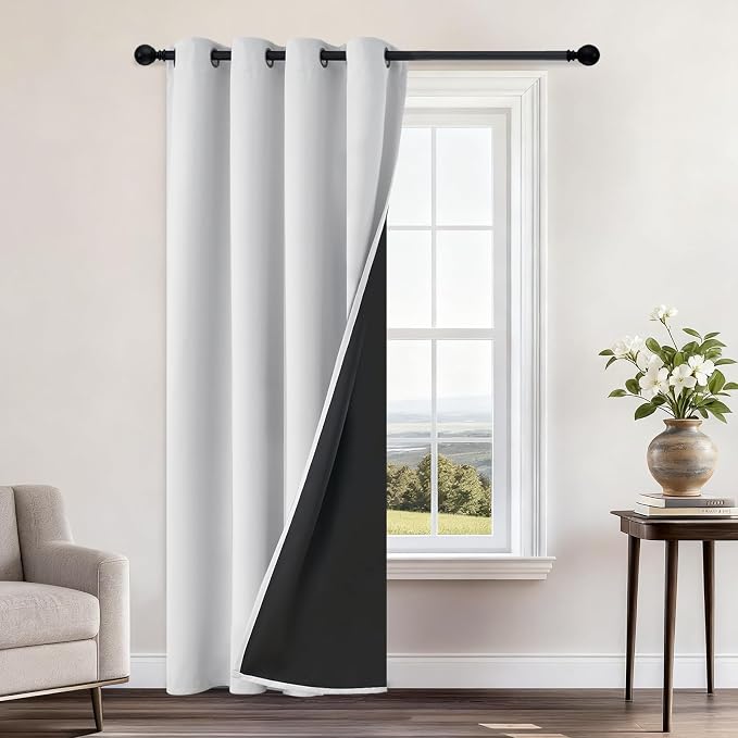 Yakamok Greyish White Blackout Curtains 96 Inches Long 52" Wide, 1 Panel | by Yakamok