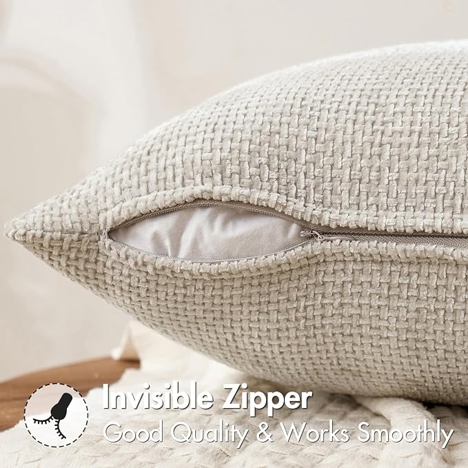 MIULEE Decorative Lumbar Throw Pillow Covers 12x20 in Neutral Beige 2 Pack | - Image 6