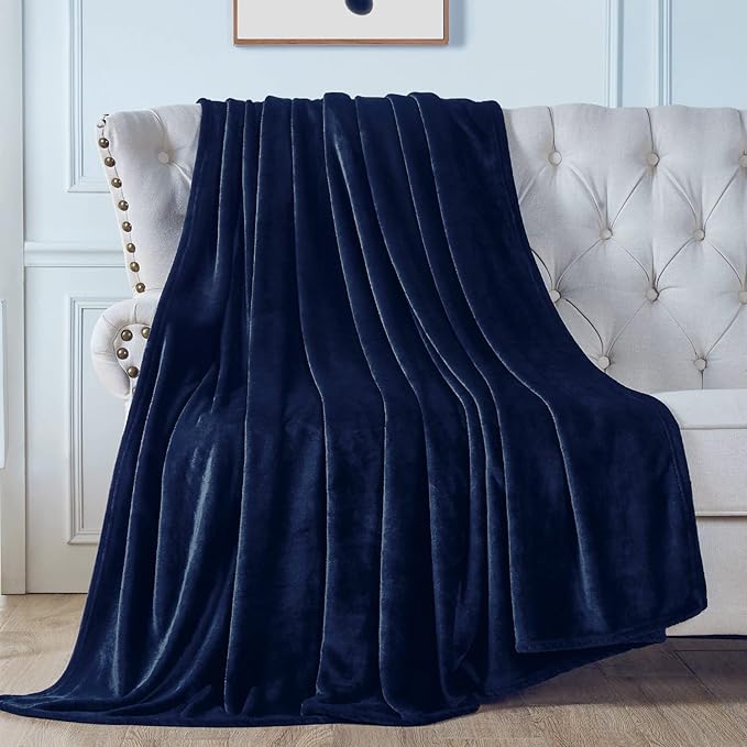 Walensee Fleece Blanket Plush Throw Fuzzy Lightweight (XL-Twin Size 66x90 Navy Blue) Super Soft Microfiber Flannel Blankets for Couch, Bed, Sofa Ultra Luxurious Warm and Cozy for All Seasons