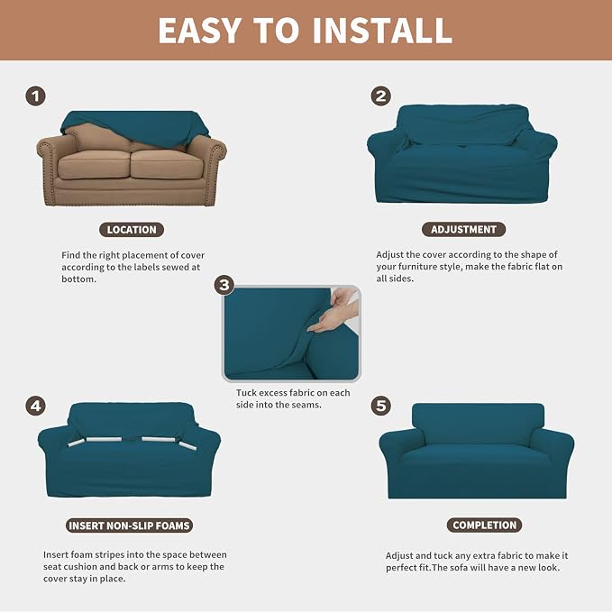 Easy-Going 100% Waterproof Loveseat Couch Cover Stretch Jacquard Sofa Cover | - Image 5