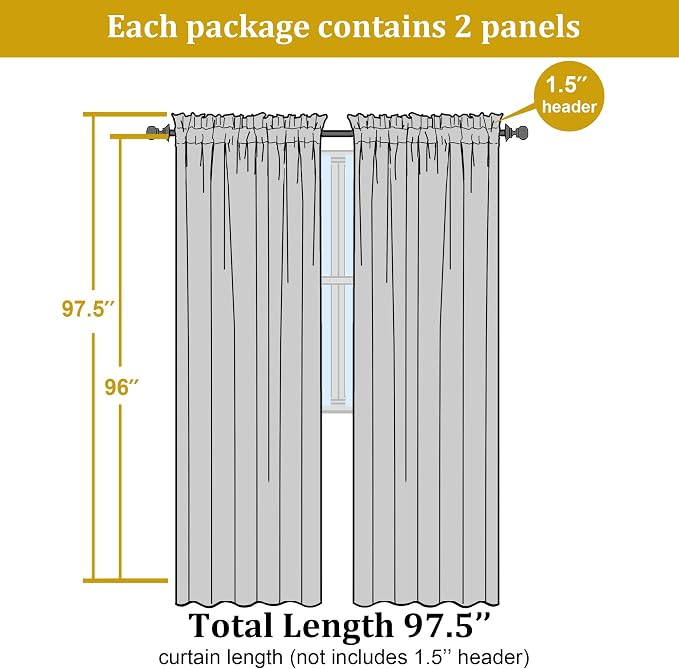 Furman Ivory Sheer Curtains 96 inches Long - Image 7