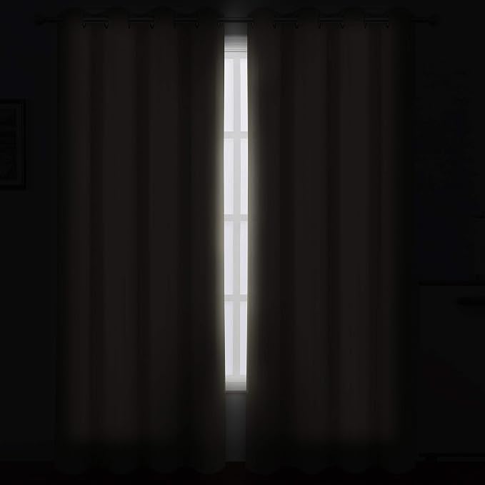 Beige Thermal Blackout Curtains/52 x 95 Inch/Set of 2 Panels Room Darkening - Image 3
