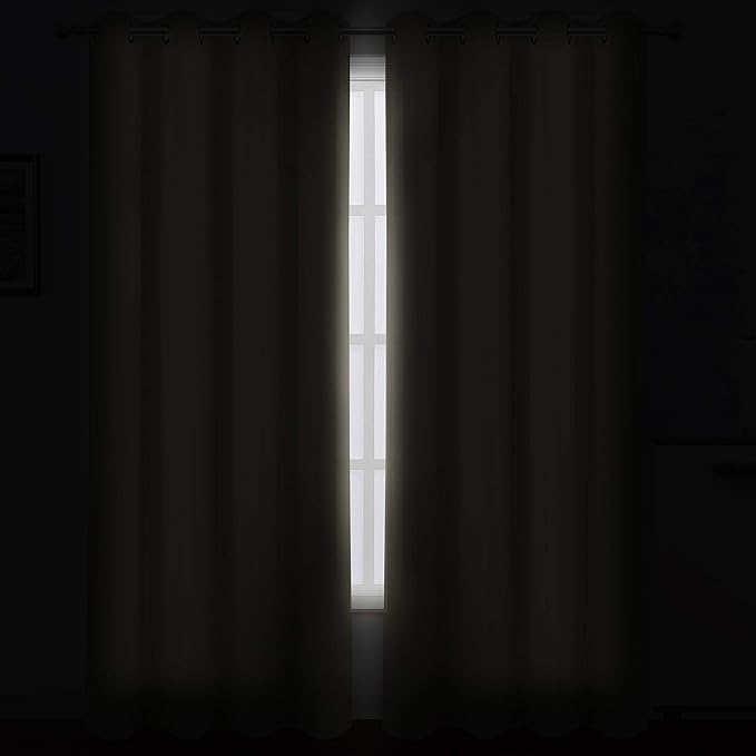 Beige Thermal Blackout Curtains/52 x 72 Inch/Set of 2 Panels Room Darkening - Image 3