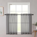 Cafe Curtains 36 Inch Length Tier 2 Pieces, Modern Soft Airy Sheer Kitchen by WelvetBLK