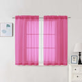Chyhomenyc Hot Pink Sheer Curtains 45 Inch Long 2 Panels, Light Filtering Short by Chyhomenyc
