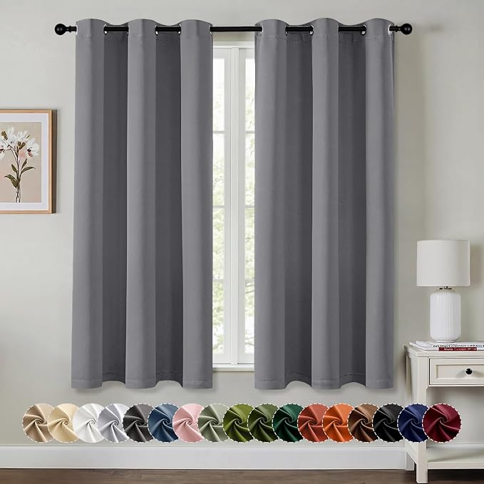 MIULEE Blackout Curtains for Bedroom 2 Panels 40 x 45 Inch Long Light Gray | by MIULEE