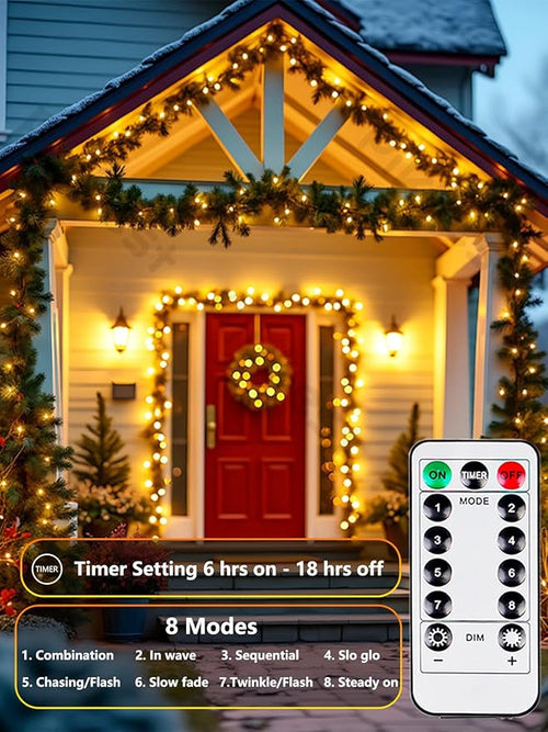100 LED Fairy Lights Battery Operated with Remote, 33FT Waterproof Twinkle Lights with Timer & 8 Modes, Fairy String Lights Outdoor Indoor for Bedroom Classroom DIY Christmas Decor (Warm White)