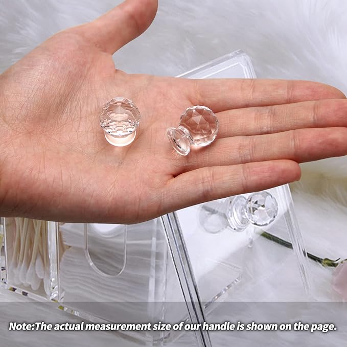 MroMax 6Pcs Tiny Pull Handle Round Acrylic Pull Knob Small Size Transparent 2.1x1.7x1.4cm(LxWxH) Need Glue to use