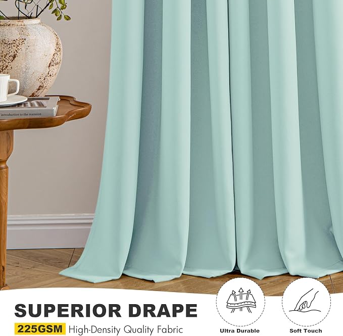 MIULEE Blackout Curtains for Bedroom 2 Panels 40 x 54 Inch Long Aqua | Thermal - Image 5