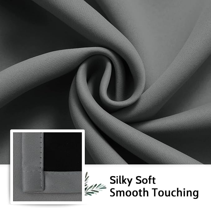 SimpleHome Grey 100% Blackout Curtains Room Darkening Living Room 72 Inch | - Image 7