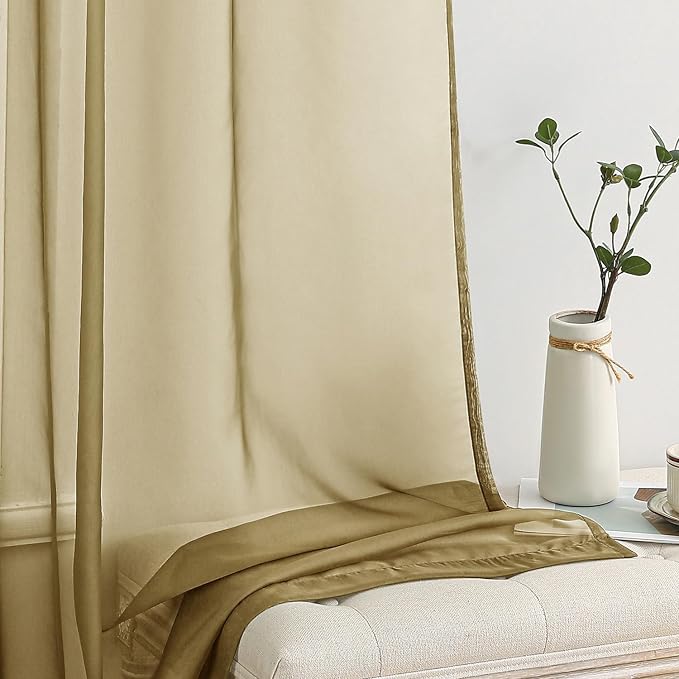 MIULEE Dark Gold Sheer Curtains - Image 4