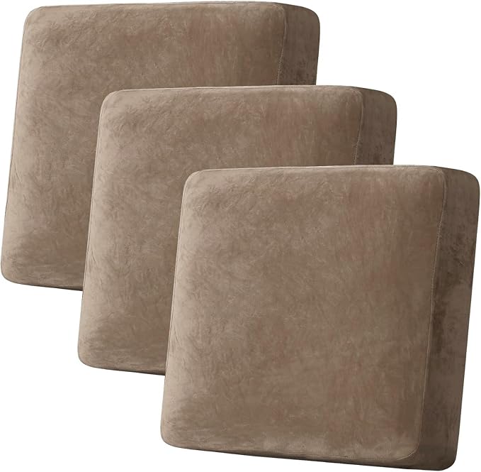 H.VERSAILTEX Velvet Stretch Couch Cushion Cover Plush Cushion Slipcover by HVERSAILTEX