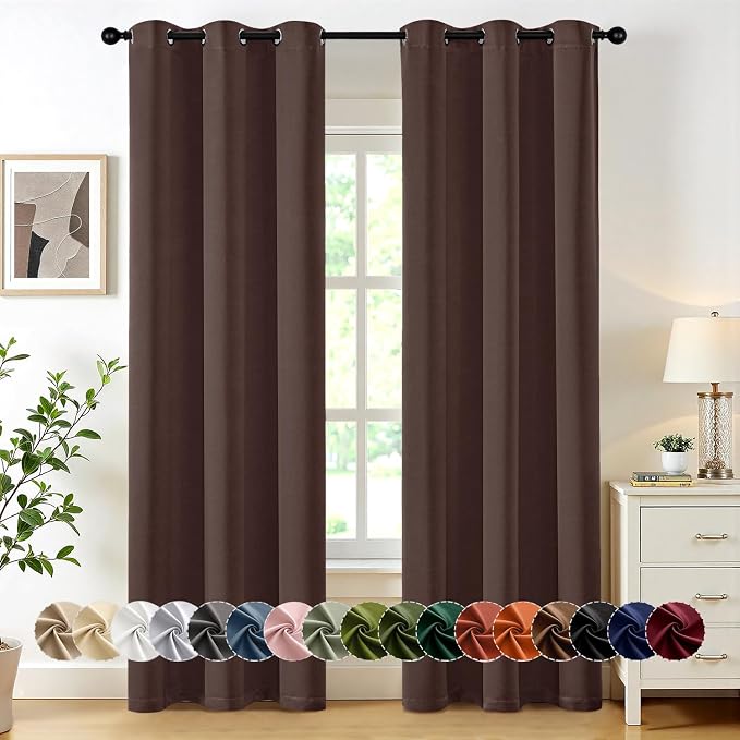 MIULEE Blackout Curtains for Bedroom 2 Panels 40 x 84 Inch Long Dark Brown | by MIULEE