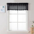 Chyhomenyc Black Sheer Valance for Windows, 2 Pack | Light Filtering Voile Soft by Chyhomenyc