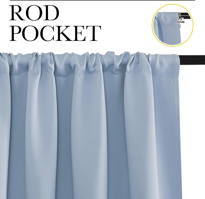NICETOWN Window Curtains for Bedroom, Vintage Blue, 2 Panels, W42 x L48 -Inch - Image 2