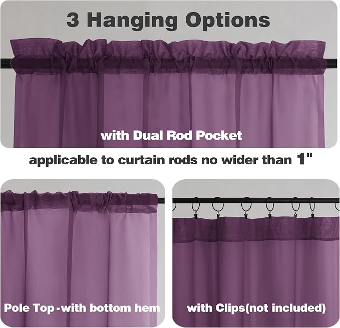 Chyhomenyc Plum Sheer Curtains 84 Inches Long - Image 4