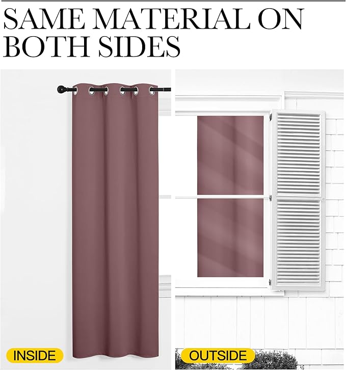 NICETOWN Room Darkening Curtains Drapes for Daughter's Bedroom, Window Treatment Thermal Insulated Grommet for Living Room (Dusty Bean Paste, 2 Panels, 42 by 63)