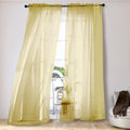 Mustard Yellow Sheer Curtains 108 Inches Long, Light Filtering Airy Transparent by OVZME