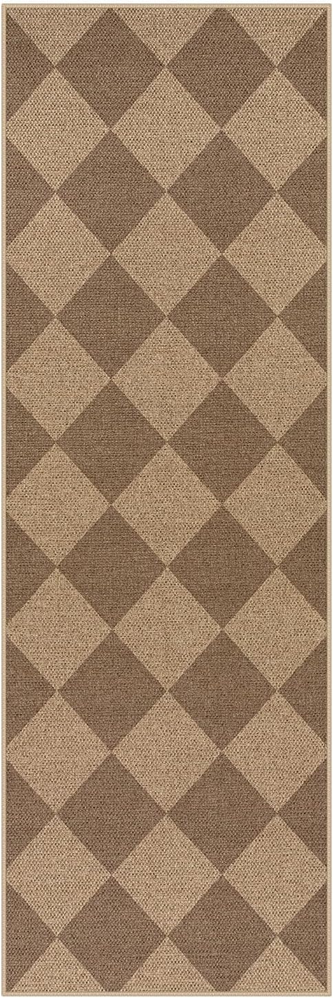 Lahome Checkered Easy Jute Outdoor Runner Rug, 2x6 Kitchen Rugs Washable | - Image 9